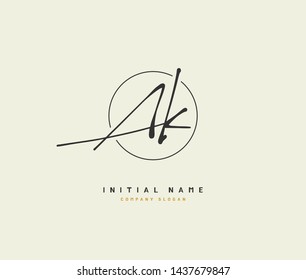 A K AK Beauty vector initial logo, handwriting logo of initial signature, wedding, fashion, jewerly, boutique, floral and botanical with creative template for any company or business.