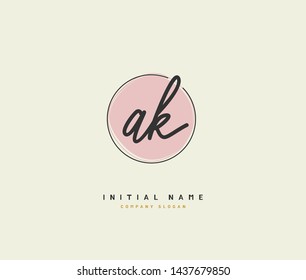 A K AK Beauty vector initial logo, handwriting logo of initial signature, wedding, fashion, jewerly, boutique, floral and botanical with creative template for any company or business.