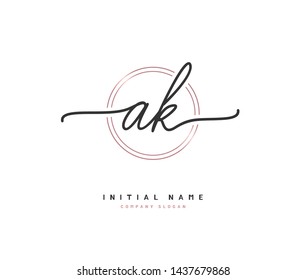 A K AK Beauty vector initial logo, handwriting logo of initial signature, wedding, fashion, jewerly, boutique, floral and botanical with creative template for any company or business.