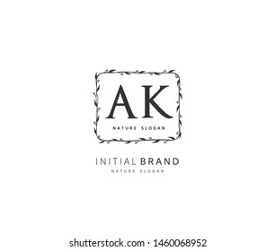 A K AK Beauty vector initial logo, handwriting logo of initial signature, wedding, fashion, jewerly, boutique, floral and botanical with creative template for any company or business.