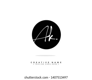 A K AK initial handwriting logo template vector.  signature logo concept.txt