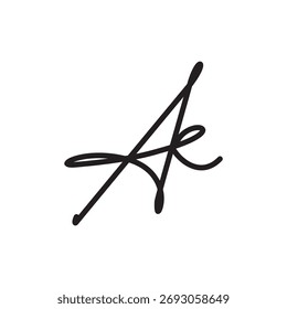 Un Vector de Plantilla de logotipo de escritura a mano inicial K AK. concepto de logotipo de firma monoline