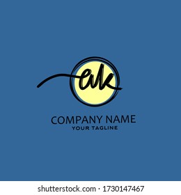 a k ak Initial letter handwriting and signature logo