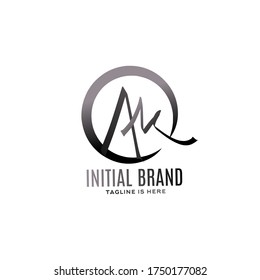 A k Ak initial logo handwriting template vector