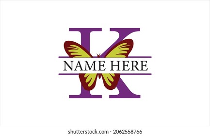 K Alphabet Butterfly abstract monogram vector logo template