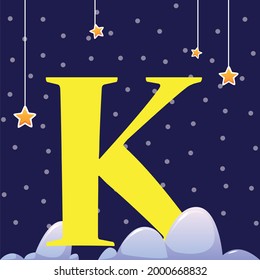 K - Alphabet with dark sky and stars 