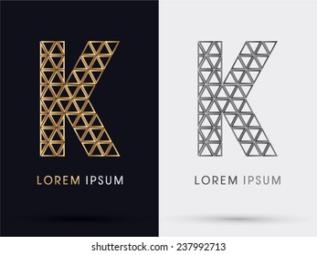 K alphabet font from Gold triangle, logo, symbol, icon, graphic, vector .