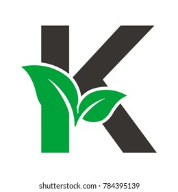 K Alphabet green leaf vector illustration eps 10 eps 8