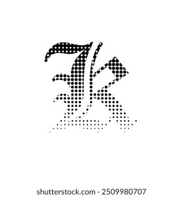 K Alfabeto Medio Tono Efecto Punto Logotipo Icono Ilustración vectorial EPS