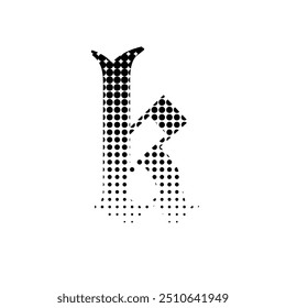 K Alfabeto Medio Tono Efecto Punto Logotipo Icono Ilustración vectorial EPS