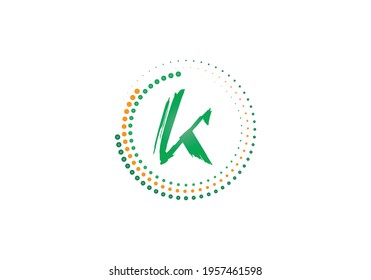 K alphabet letter logo circle design for business and company