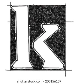 K alphabet Sketchbook vector 