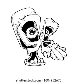 K, ALPHABET SKULL VECTOR DESIGN, DRAWING STYLE