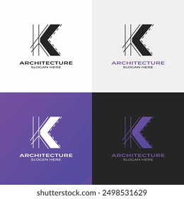 K Architecture letter logo design vector  