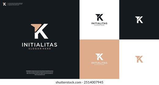 Modelo de design de logotipo moderno de letra de logotipo de seta e K