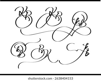 K and B Calligraphy Logo – Artistic Script Monogram for Fashion, Wedding, or Boutique Branding