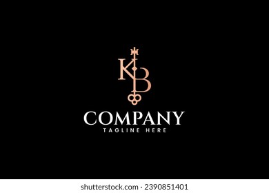 K B initial with classic key shape  elegant logo design for real estate and property company