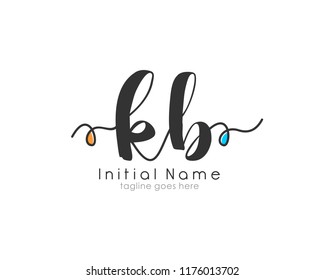 K B Initial handwriting for logo template vector with abstract line
