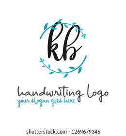 K B Initial handwriting logo vector