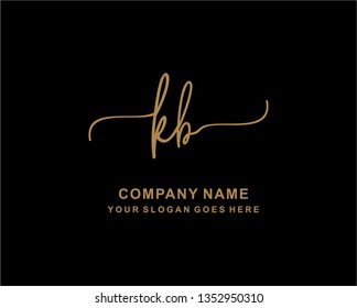 K B Initial Handwriting Logo Template
