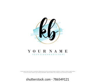 K B Initial water color logo template vector