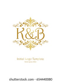 K & B initial wedding logo template vector