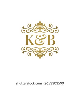 K and B initials logo ornament gold. Perfect for wedding or business partner symbol