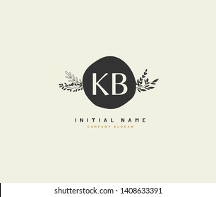 K B KB Beauty vector initial logo, handwriting logo of initial wedding, fashion, jewerly, heraldic, boutique, floral and botanical with creative template for any company or business.