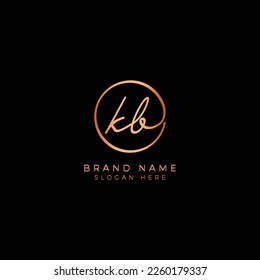 K, B, KB Initial letter handwritten and signature vector logo. Business template in round shape line art