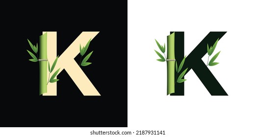 k bamboo logo icon design with template creative initials based lettes