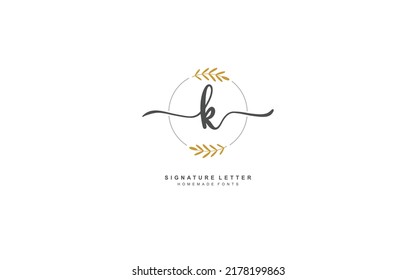 K beauty floral logo design inspiration. Vector letter wedding template design for brand.