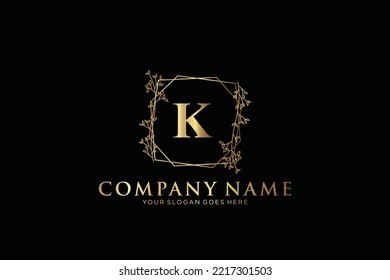 K Beauty vector initial logo, handwriting logo of initial signature, wedding, fashion, jewerly, boutique, floral and botanical with creative template for any company or business.
