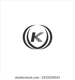 K black and gray logo with circle

