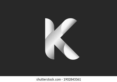 K logotipo de letras en gradiente negro y blanco para marca y negocios. Diseño de letras e identidad corporativa. Plantilla de icono creativo
