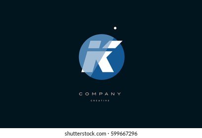 k blue circle dot big font alphabet company letter logo white design vector icon template 