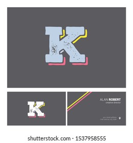 K  bold letter logo design with Business card template 