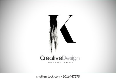 K Brush Stroke Letter Logo Design. Black Paint Logo Letter  Icon with Elegant Vector Design.