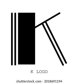 Diseño del logotipo de la carta de punteo del pincel K. Icono del logotipo de pintura negra con diseño de vectores de círculo elegante.