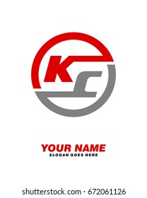 K C initial circle logo template vector