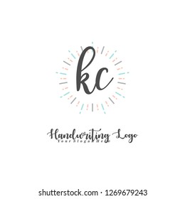 K C Initial handwriting logo vector