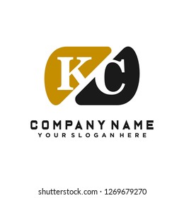 K C Initial handwriting logo vector