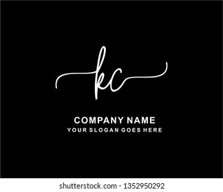 K C Initial Handwriting Logo Template