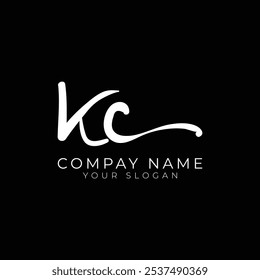 K C initial letter handwriting and signature logo. KC hand drawn calligraphy lettering vector for real estate, beauty, photography, letter logo design
