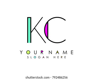 K & C initial minimalist logo template vector