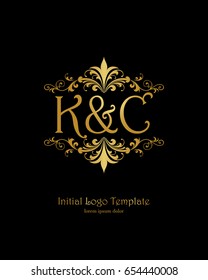 K & C initial wedding logo template vector