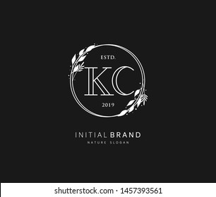 K C KC Beauty vector initial logo, handwriting logo of initial signature, wedding, fashion, jewerly, boutique, floral and botanical with creative template for any company or business.