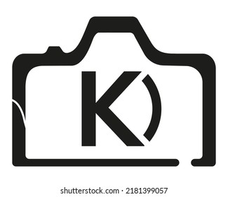 K 
Logo-Design-Symbol Vektorvorlage für die Kamera.