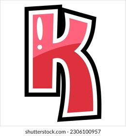 k - cartoon style Eng lowercase english letters