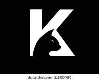 K With Cat Business Letter Logo Vector Design