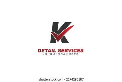 K Check symbol logo design inspiration. Vector letter template design for brand.